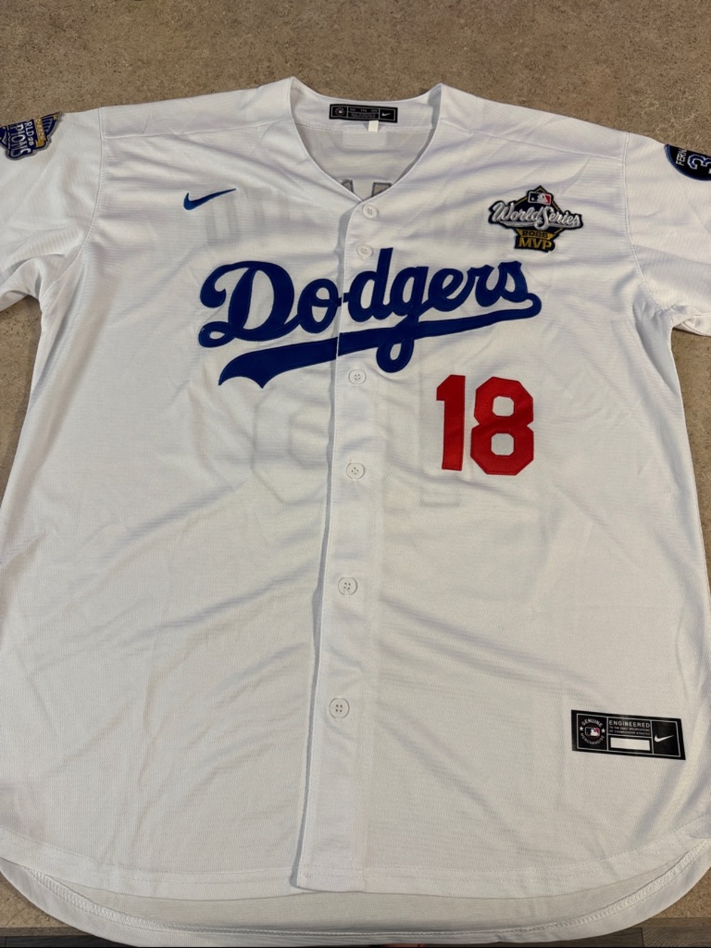 Yoshinobu Yamamoto Los Angeles Dodgers Jersey with Blue Script and Red Number 18